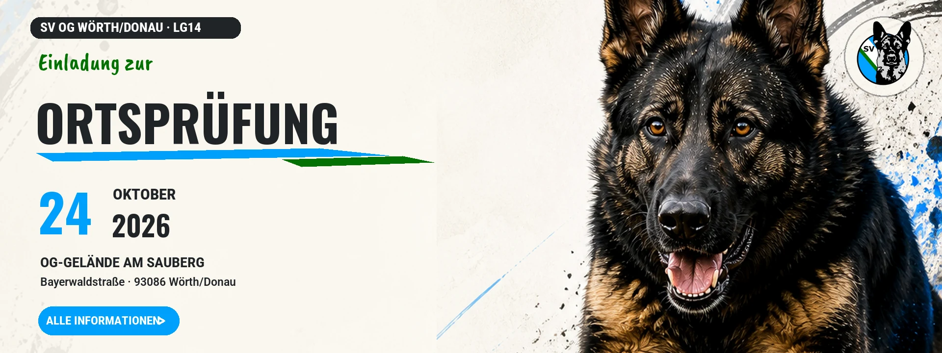 Ortsprüfung der SV OG Wörth/Donau am 24. Oktober 2026 auf dem OG-Gelände am Sauberg