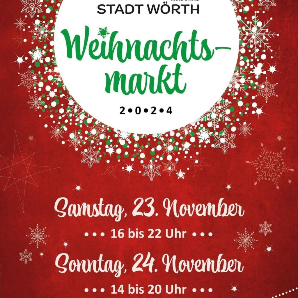 Plakat des Weihnachtsmarkts Wörth am 23. und 24. November 2024